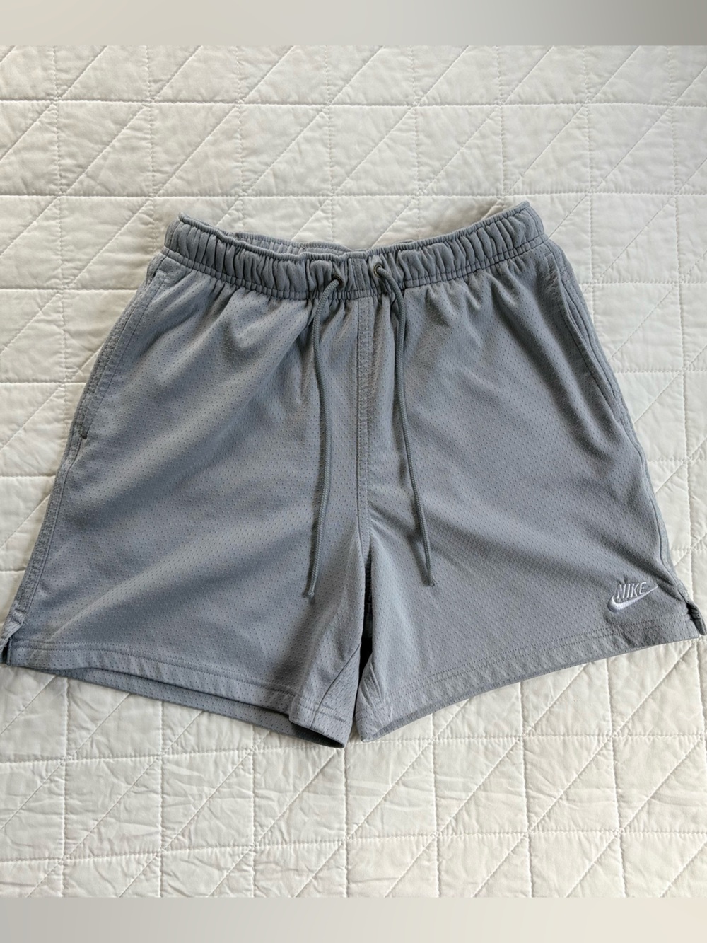 Nike Women's Grey Jersey Mesh Athletic Shorts Embroidered Logo - Size XS